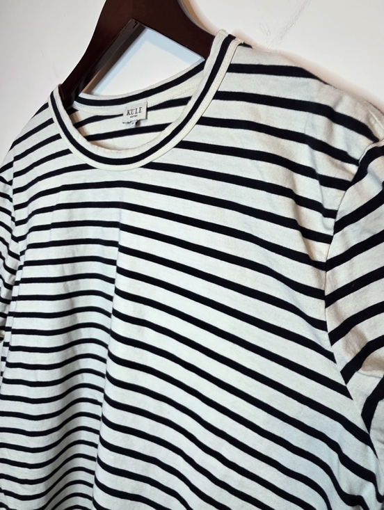Kule Mister Black White Striped Cotton Tee Coastal Preppy Travel Size Medium - Picture 10 of 10